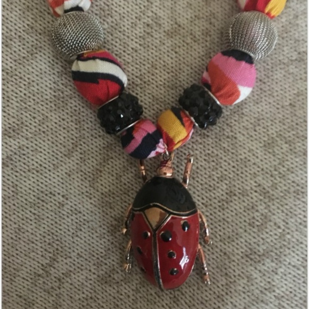 Lady Bug Fabric Necklace